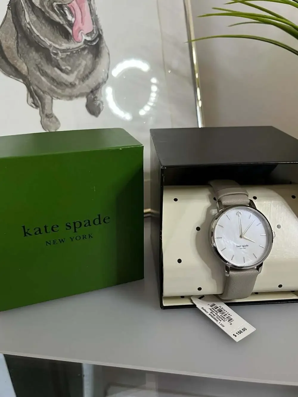 Kate Spade New York Metro Clocktower Gray Leather Strap Watch KSW1141